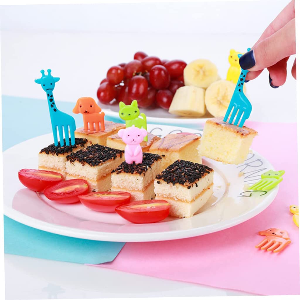 HASTHIP Dessert Fruit Forks for Kids with Rounded Tip Design and Food Grade Plastic | 20PCS Reusable Cartoon Animal Picks