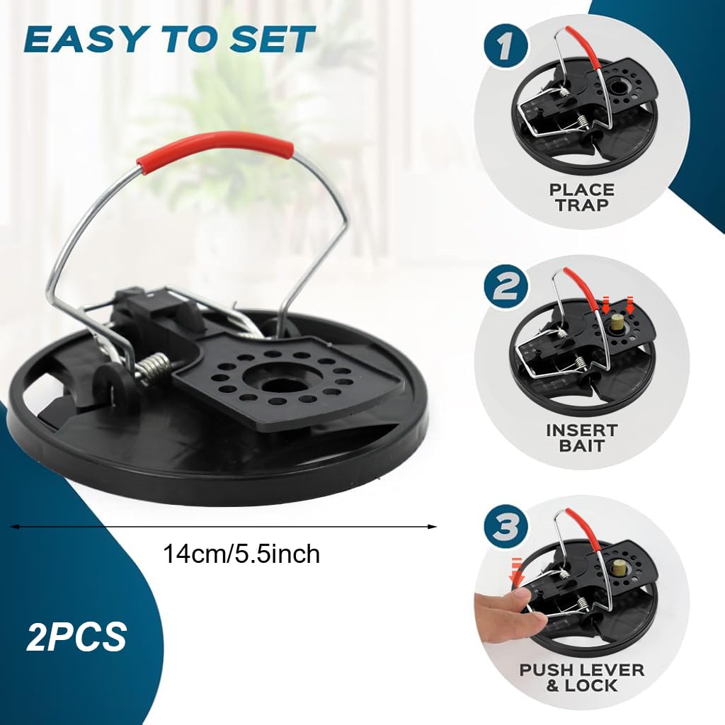 HASTHIP Rat Trap for Home and Garden with Strong Spring Loaded Disk | 4PCS Reusable Catcher