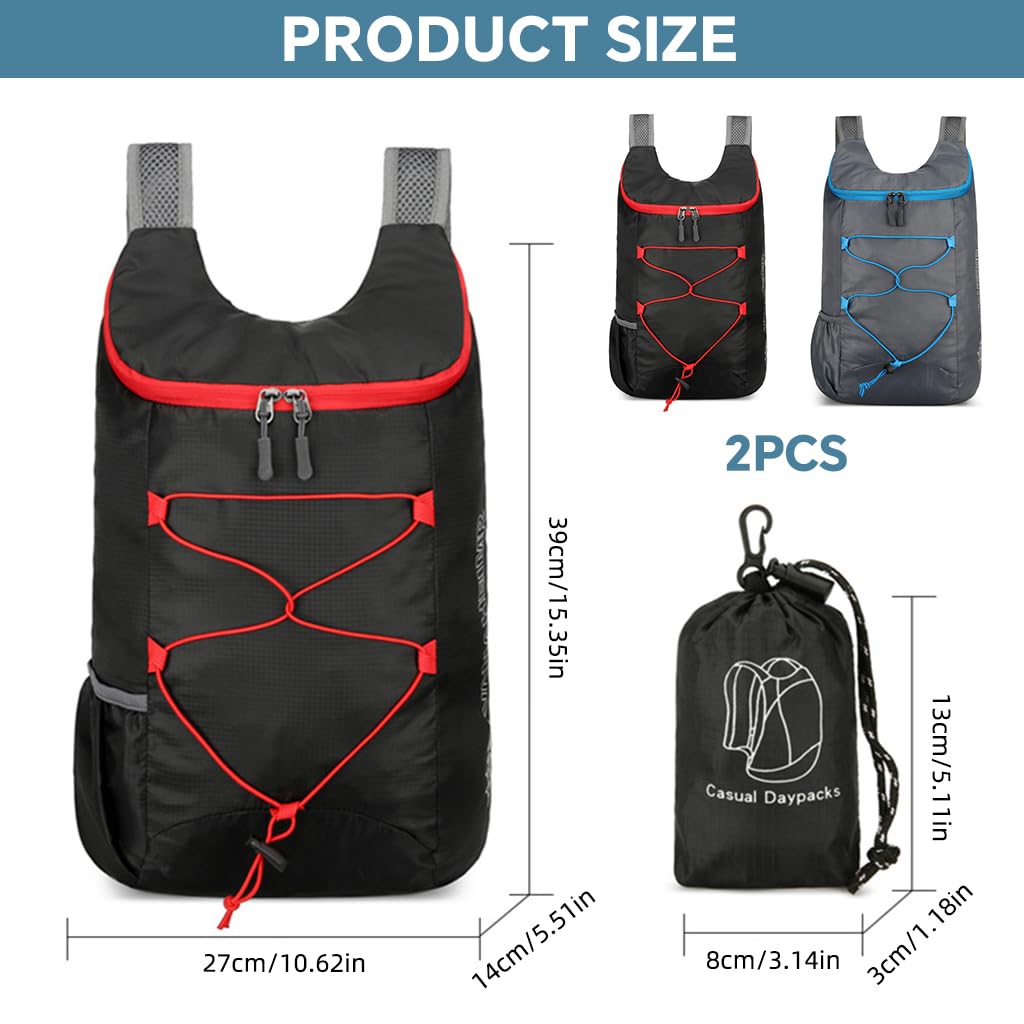 HASTHIP Lightweight Trekking Bags for Hiking with Moisture Wicking Straps 27x14x39cm | Packable Quick Dry Backpack