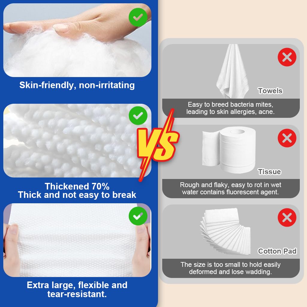 HASTHIP® Disposable Face Towel, 50 Count Ultra-Soft 1-Second Quick-Dry Face Towels, Gentle for Sensitive Dry Oily Skin,