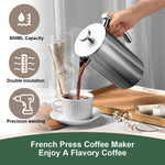 HASTHIP® French Press Coffee Maker, 800ML Metal Insulated Coffee Tea Makers