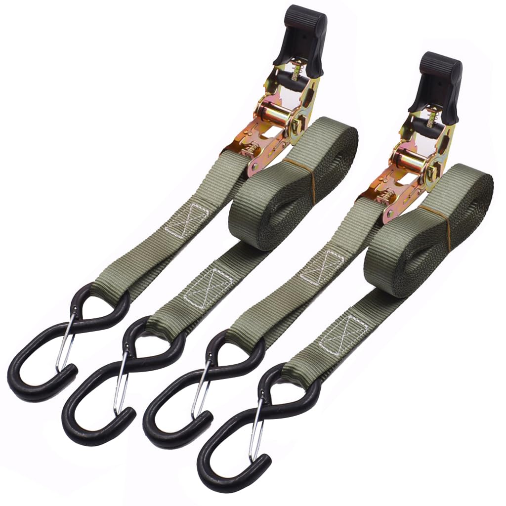 HASTHIP Ratchet Tie Down Straps for Cargo and Trucks with Rubber Handles and 4.5m Length | 1763lbs Load Capacity