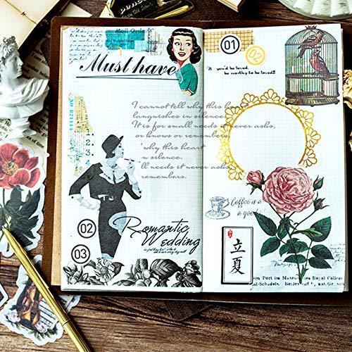 60PCS Stickers Set Vintage Stickers Journal Diary Paper Stickers for Scrapbook Decorative Scrapbooking Self-Adhesive Tropical Plants Stickers for DIY Embellishment Supplies