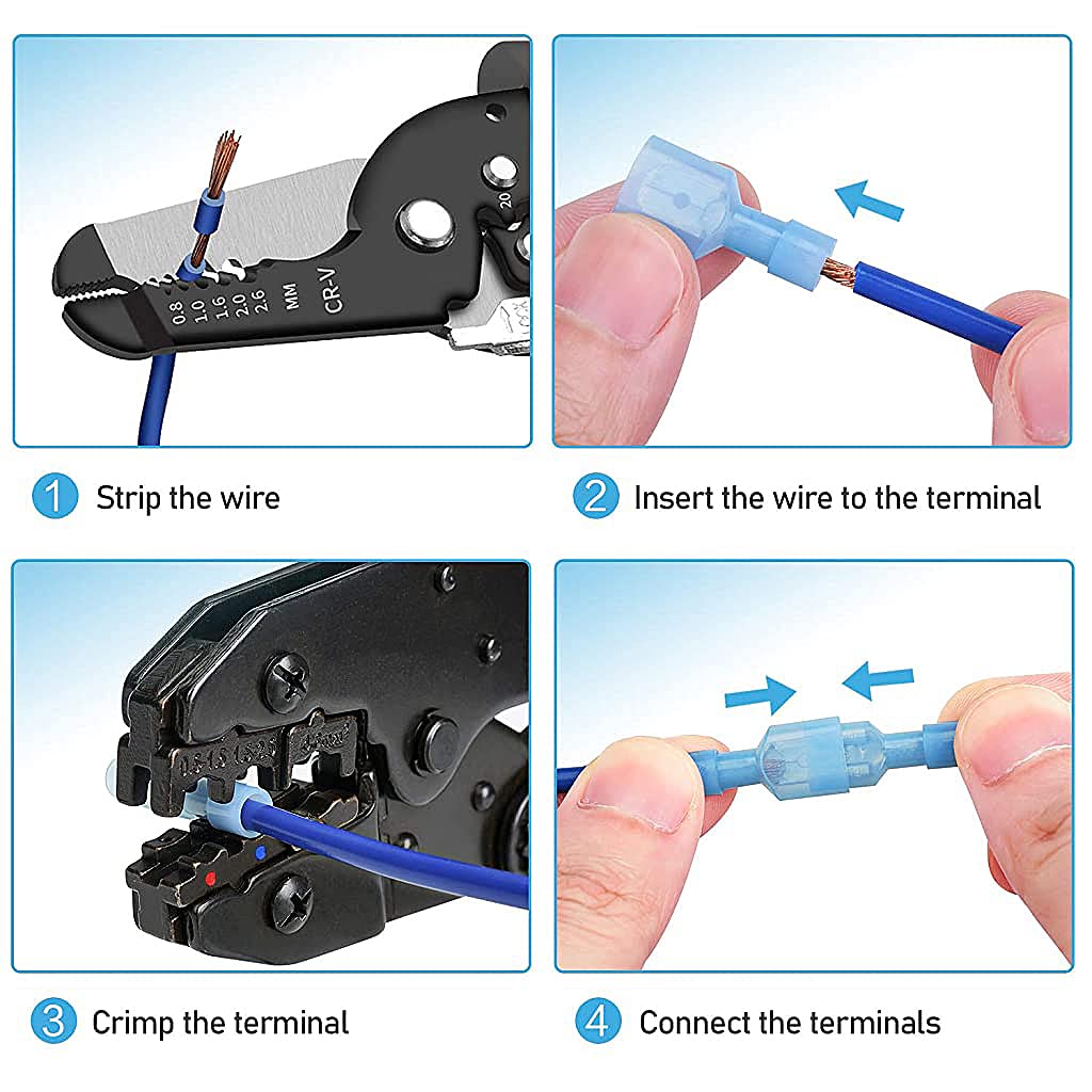 HASTHIP Wire Connection Terminal Kit for Automotive and Home Use featuring 100Pcs AWG 10‑22 Assortment | Insulated Brass Spade and Butt Connectors