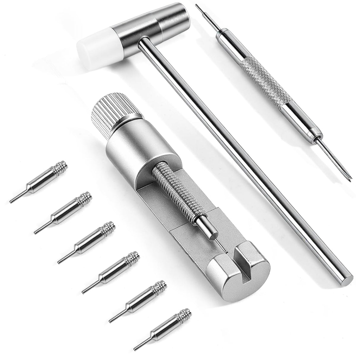 HASTHIP® Kit de Herramientas para Relojes 11 en 1,Removedor de Eslabones Correa y Ajustador Pulsera con Martillo y Pasadores Repuesto,Herramientas Profesionales para Reparación Ajuste