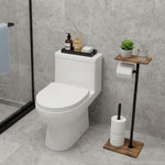HASTHIP Toilet Paper Roll Holder for Bathroom with Top Storage Shelf 20x24x65cm | Wood and Metal Free Standing Organizer