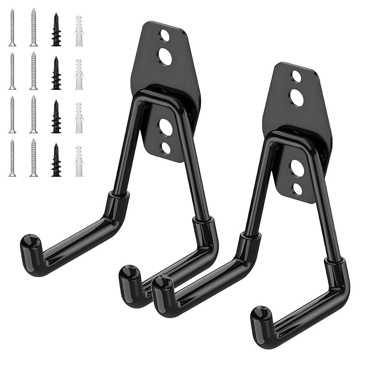 HASTHIP® Heavy Duty Garage Storage Hooks, Steel Wall Mount Utility Hooks for Tools, Garden Hose, Ladders, Bikes, and Garage Organization Rack Hangers - Black (Pack of 6)