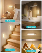 HASTHIP® Motion Sensor Lights Indoor, 2 Pack USB Rechargeable LED Night Light with 3 Modes, 3 Light Color, Stepless Dimmable, with Removable Magnet Sheet Stick-On Cupboard