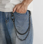 HASTHIP® Cadena Punk para Pantalones de Hombre y Mujer,Cadena de Jeans Gótica Hip Hop,Accesorio Monedero y Llaves Estilo Biker Moda Emo Gótica Negra