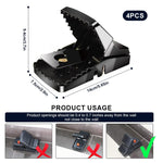 HASTHIP Mouse Traps 4 Pcs Reusable Set for Home and Kitchen with Quick Snap Catch | Strong Serrated Clip Teeth
