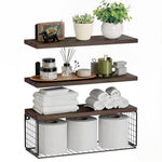 HASTHIP® 3 Pack Wooden Wall Shelf - Floating Shelf for Wall Rack Shelfs Mounted Book Shelves for Living Room Multi Purpose Shelfs Ornament,Toiletries,Entryway Bathroom Kitchen