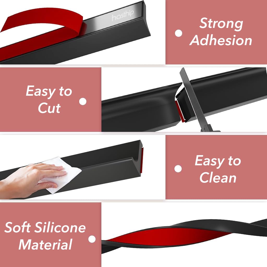 HASTHIP Silicone Water Stopper for Shower with 39 in Self Adhesive Barrier Strip | Bendable TPE Threshold