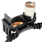 HASTHIP® Universal Stroller Snack Tray, 3 in 1 Stroller Cup Holder with Phone Holder and Silicone Flexible Arms Grip, Stroller Tray Attachment Compatible with Uppababy, Baby Jogger, BOB Stroller-Black