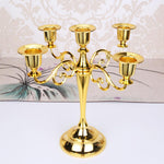 HASTHIP Candle Stand for Home Decor with 5 Arm Candelabra Design in Golden Metal | Dining Table Centerpiece