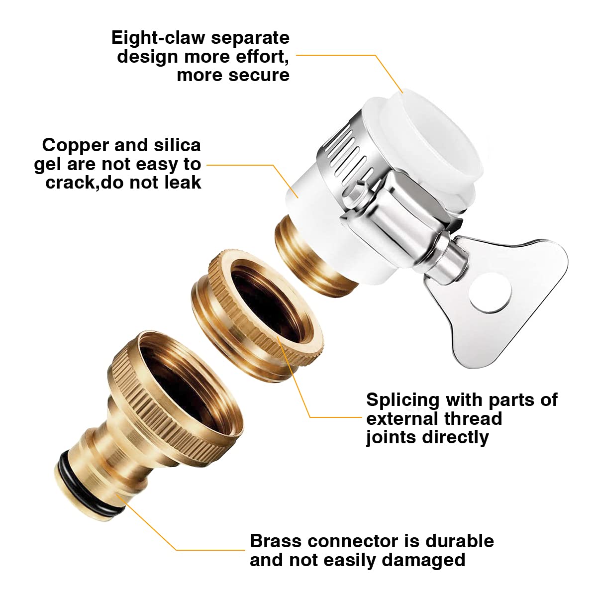 HASTHIP Tap Connectors Kit for 1/2 and 3/4 inch Faucets with Quick Release Copper Fittings | 5 Piece Set