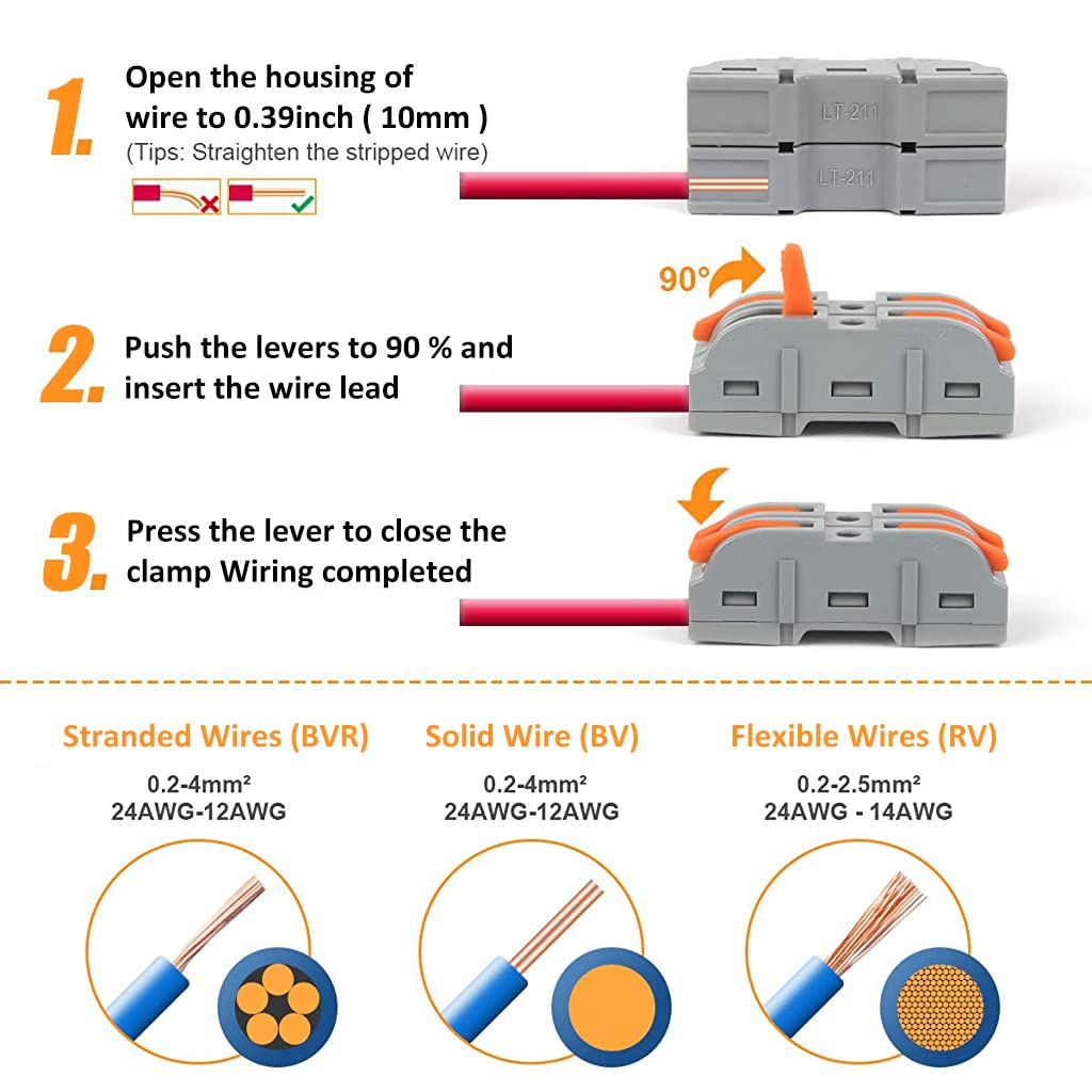 HASTHIP® Wire Connector, 34Pcs Universal Connection Terminals, Circuit Inline Splices Electric Connectors,