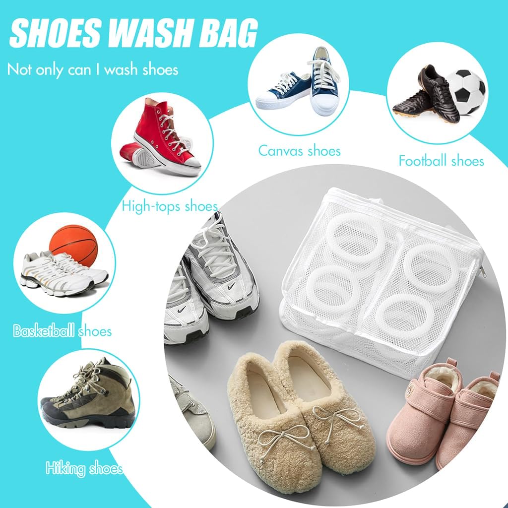 HASTHIP Shoes Wash Bags for Sneakers and Clothing 11.8x14.1x4.7 in with Zipper and Straps