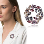 HASTHIP® Broche de Cristal para Mujeres y Niñas,Broche Vintage con Gota Azul y Flores de Diamantes Imitación,Pin Elegante Aleación Zincada para Vestido Abrigo Boda Regalos