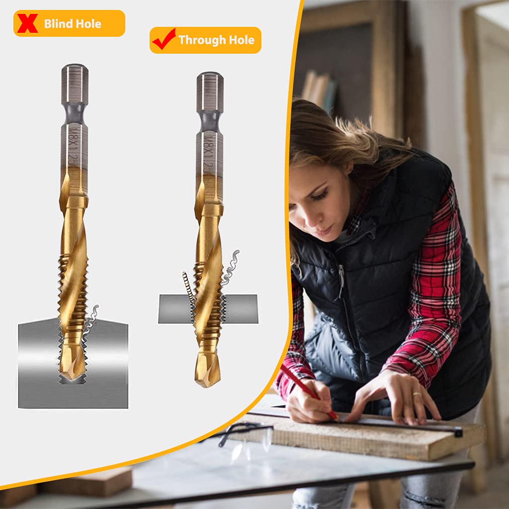 HASTHIP Drill Tap Bit Set for Metal | 7 Pcs M3-M10 with 1/4 in Hex Shank and HSS 4341