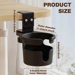 HASTHIP Desk Cup Holder for Home and Office with Swivel Design and Screw-Fix Clamp | Black Silicone Spill-Proof Drink Holder