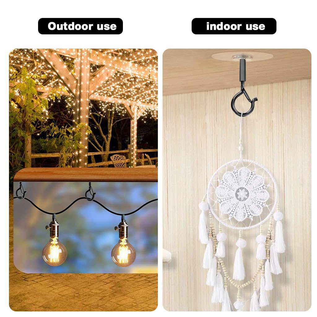 HASTHIP Ceiling Hooks for String Lights and Decor featuring Snap Clasp Design | 12Pcs 1.5kg Metal Self-Adhesive Grey