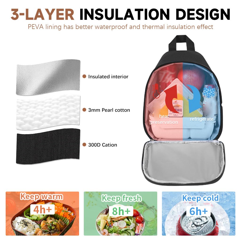 HASTHIP Lunch Bag for Work and Picnic with Zipper Pouch and 8.26x5.3x9.25 in Capacity | Oxford Cloth Insulated Tote