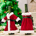 HASTHIP Wine Bottle Christmas Decorations for Festive Dining Table with 2 Dress Covers | Reusable Holiday Home Decor