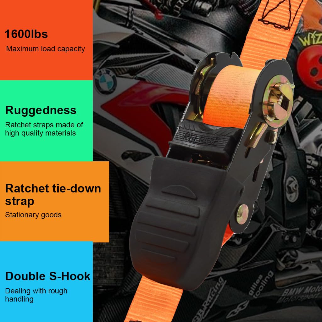 HASTHIP Ratchet Straps for Secure Cargo Transport featuring Double S Hooks and 1600lb Strength