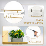 HASTHIP Wall Shelf for Entryway with Key Hook Rack and Sturdy Cross Bar Support | Modern Wooden Round Geometric Design