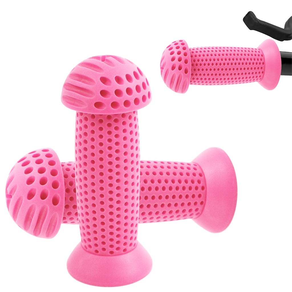 HASTHIP® Puños de Manillar para Bicicleta Infantil 3.9 Pulgadas,Empuñaduras de Silicona Suave Antideslizantes,Agarre Poroso Universal para Bicicleta Equilibrio Triciclo y Scooter Rosa