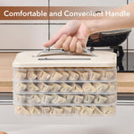 HASTHIP® Dumplings Box Food Storage Container with Lid & Handle, BPA Free Food Grade Multi Layer Transparent Fresh Box, Dessert Carrier Dumpling Container Cookie Transport Storage Container