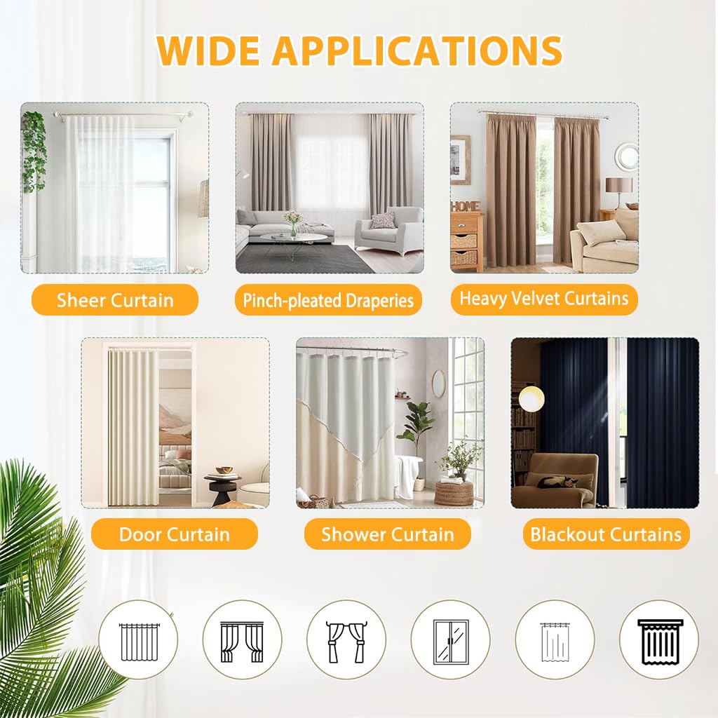 HASTHIP Curtain Hooks for Pleated Drapes featuring Uniform Pleat Design and 100Pcs Set | 1.25 in Heavy Duty Hooks