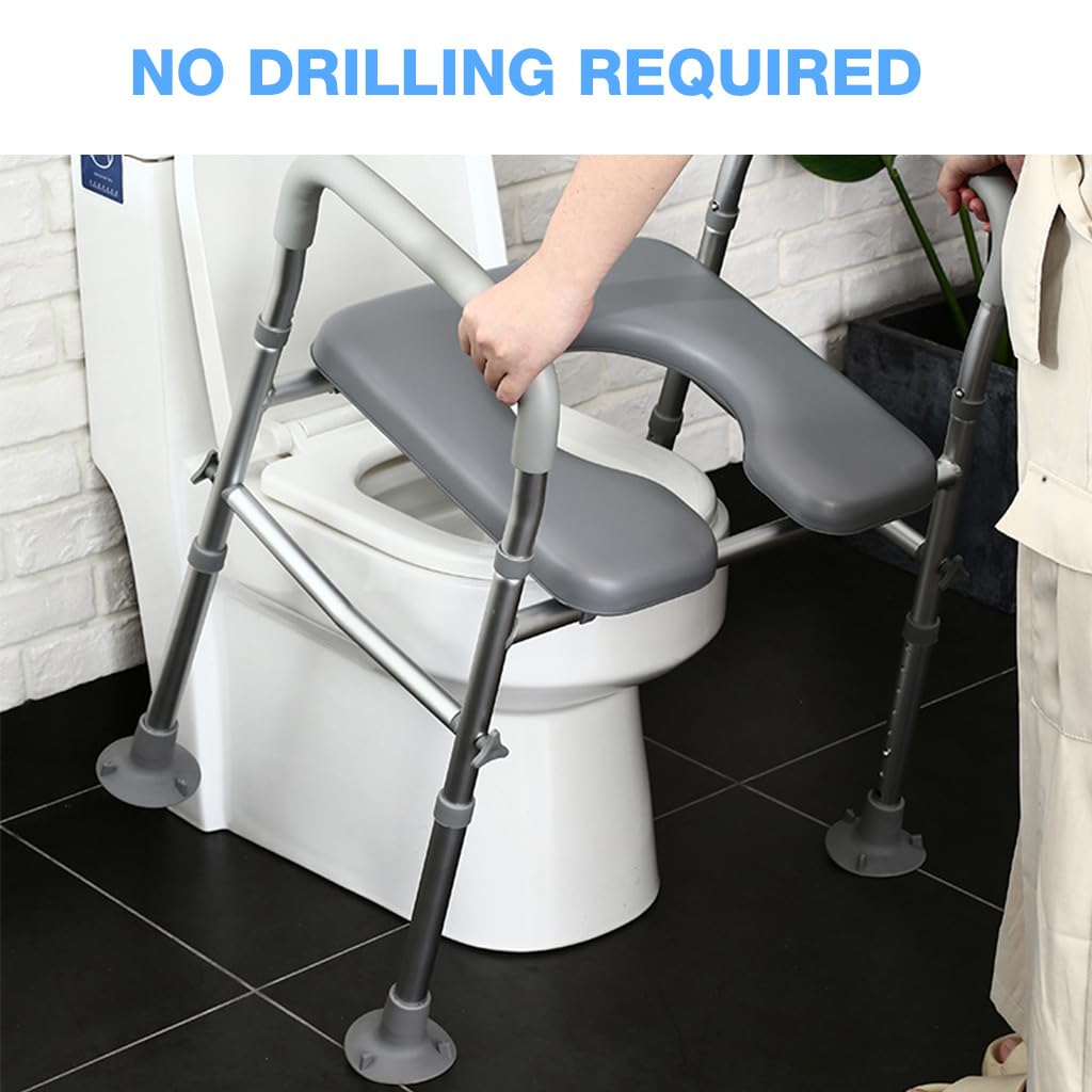 HASTHIP Adjustable Toilet Seat Riser with Handrails and Padded Seat