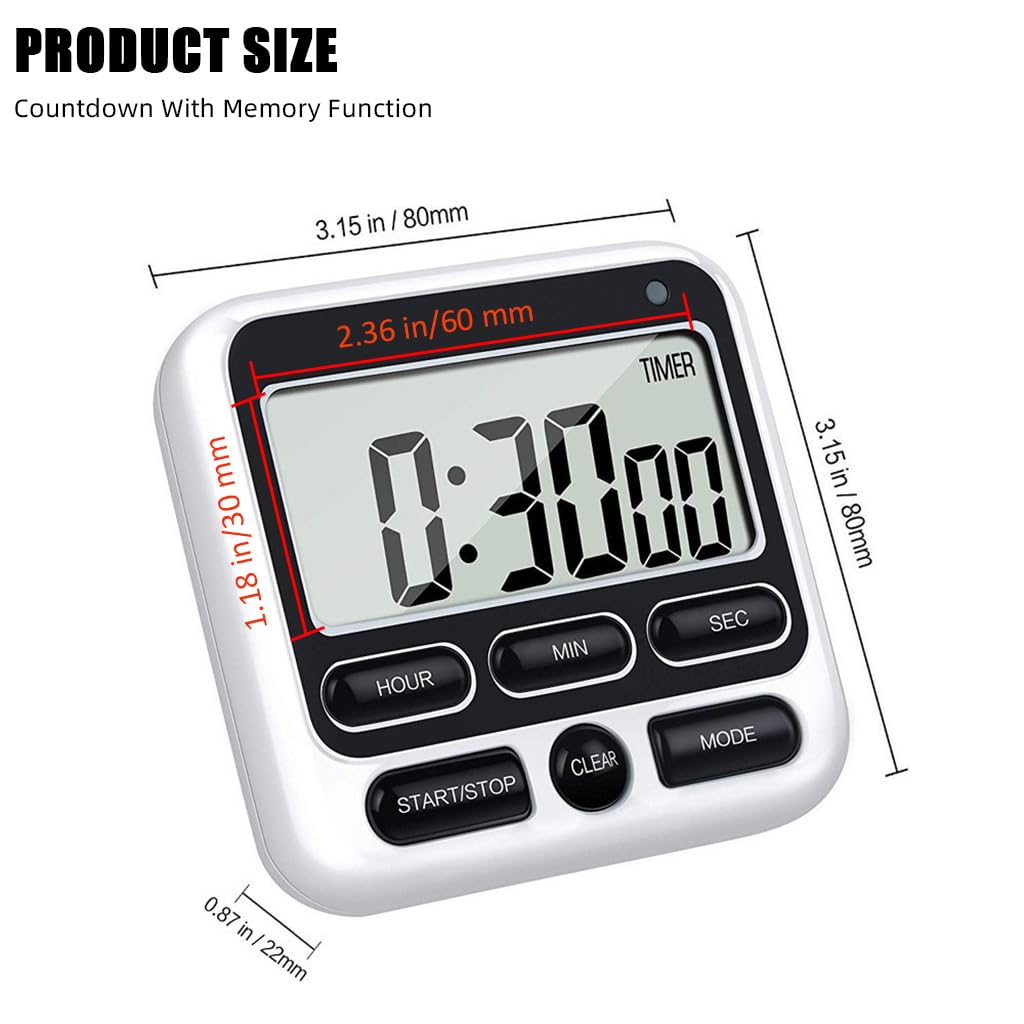HASTHIP Digital Timer for Kitchen Study and Workout featuring 24h Countdown & Magnetic Back | Battery Powered Alarm Clock