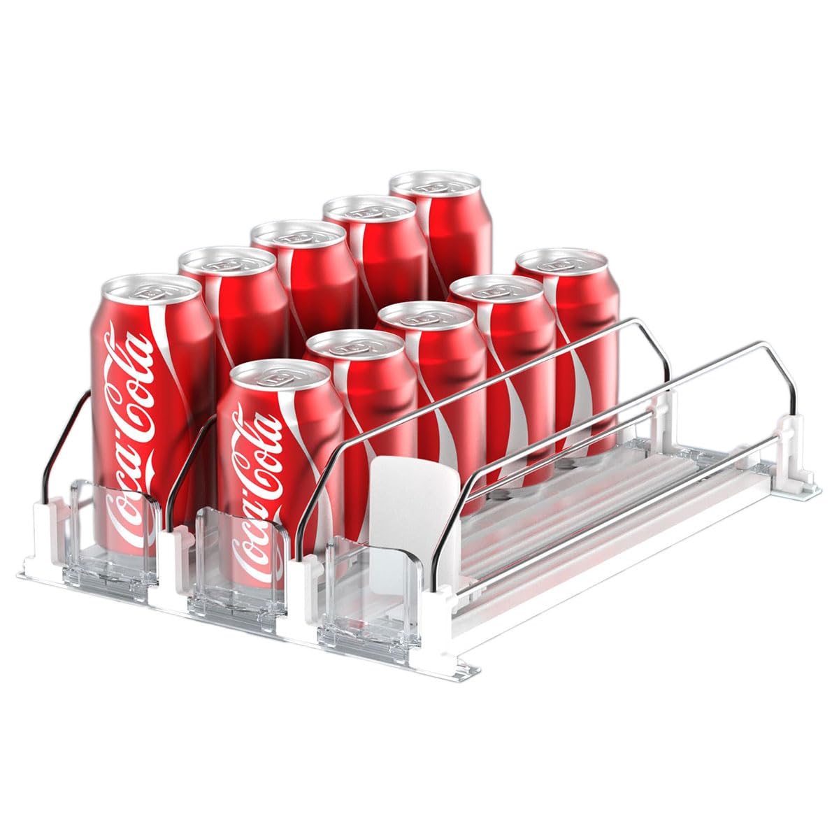 HASTHIP Refrigerator Drink Organizer Rack for Fridge Storage with 5 Row Sliding Rail and 20 Can Capacity | Aluminum Alloy and ABS Build