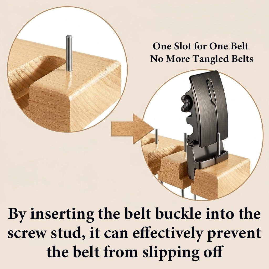 HASTHIP 2-in-1 Belt Hanger Organizer with 360° Rotating Hooks for Belts, Ties & Scarves