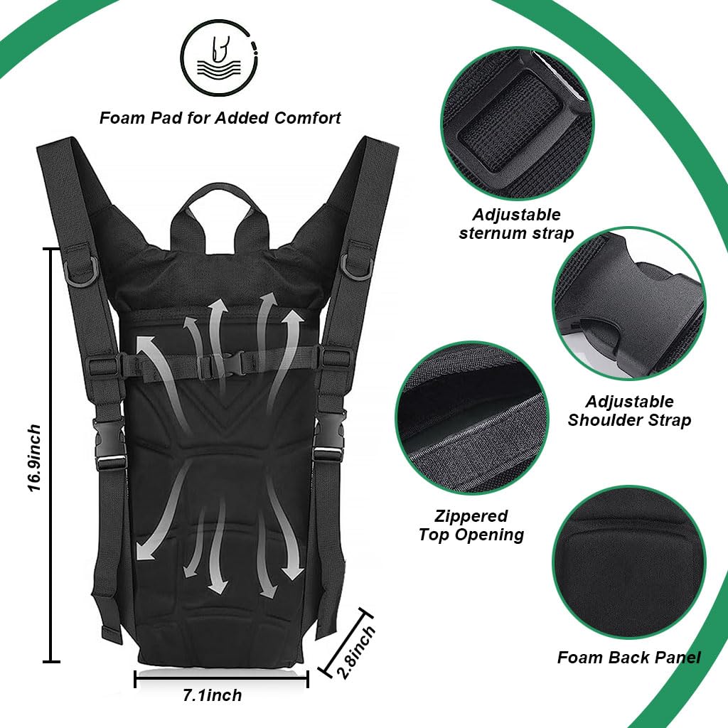 HASTHIP® Hydration Pack Backpack with 3L Bladder, Tactical Water Bag for Hiking, Biking, Running, Walking