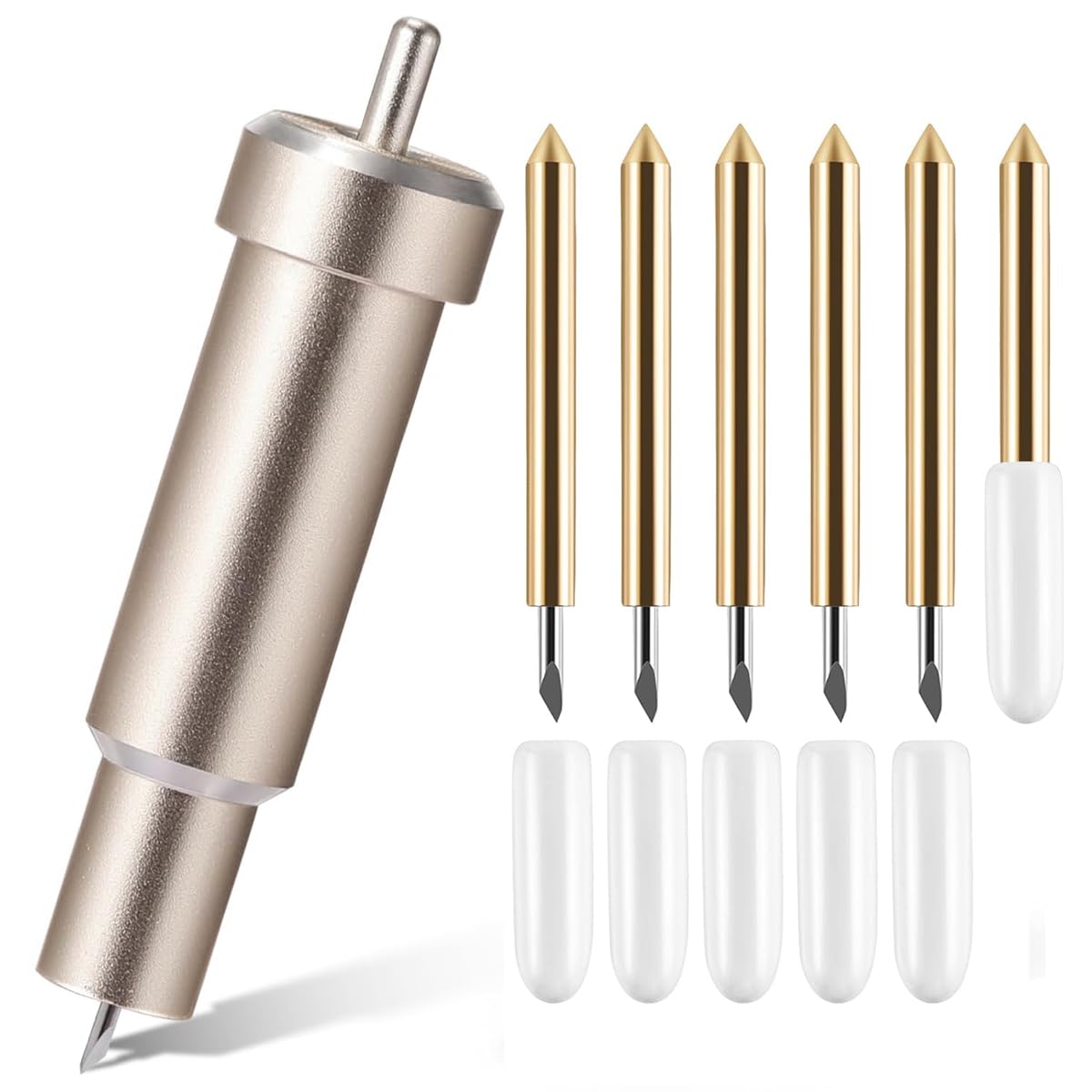 HASTHIP Engraver Blade for Cricut Maker and Explore Machines with 6 Piece Fine Point Set featuring Carbide Construction and Rubber Sleeve Safety Design