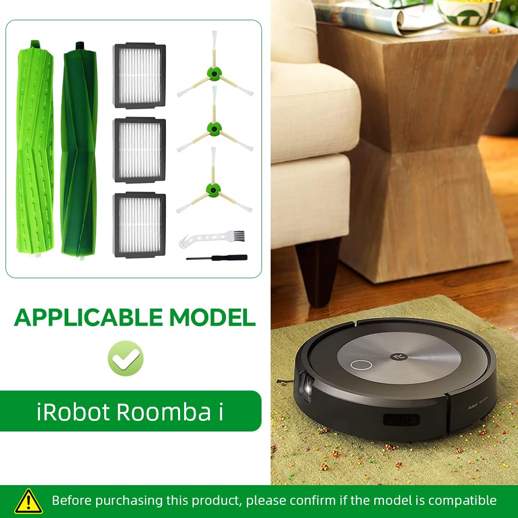 HASTHIP Replacement Parts Kit for iRobot Roomba i Series 10 pcs with Rubber and Edge-Sweeping Brushes | Includes Filters and Cleaning Tools