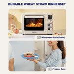 HASTHIP Dinnerware Set for 4 with 16 Pieces featuring Unbreakable Wheat Straw Material | Microwave and Dishwasher Safe
