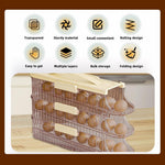 HASTHIP Egg Holder for Fridge with Automatic Rolling 3 Tiers and Removable Clear Tray