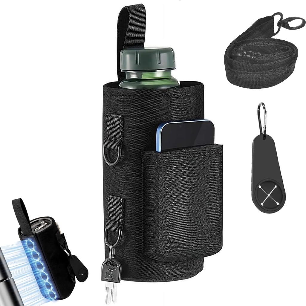 HASTHIP® ELEPHANTBOAT Bolsa Bandolera para Botella de Agua de 40 oz, Soporte magnético con Bolsillo para teléfono, asa y Anilla D, Correa Desmontable, Bolsa Cruzada para Senderismo y Viajes