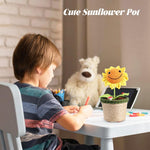 HASTHIP® Crochet Flower Crochet Sunflower Pot Home Decor Mini Handmade Crochet Sunflower Desk Decoration Car Interior Ornament Smile Sunflower Flower Pot Sunflower Artificial Flower Decoration Gift