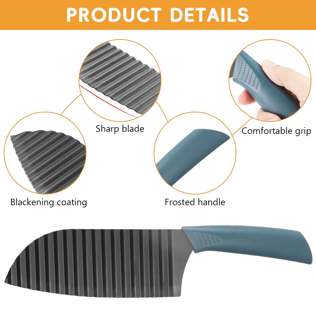 HASTHIP Crinkle Cutter Knife for Potatoes and Veggies with Ergonomic Handle | 2 PCS Stainless Steel Wave Blade