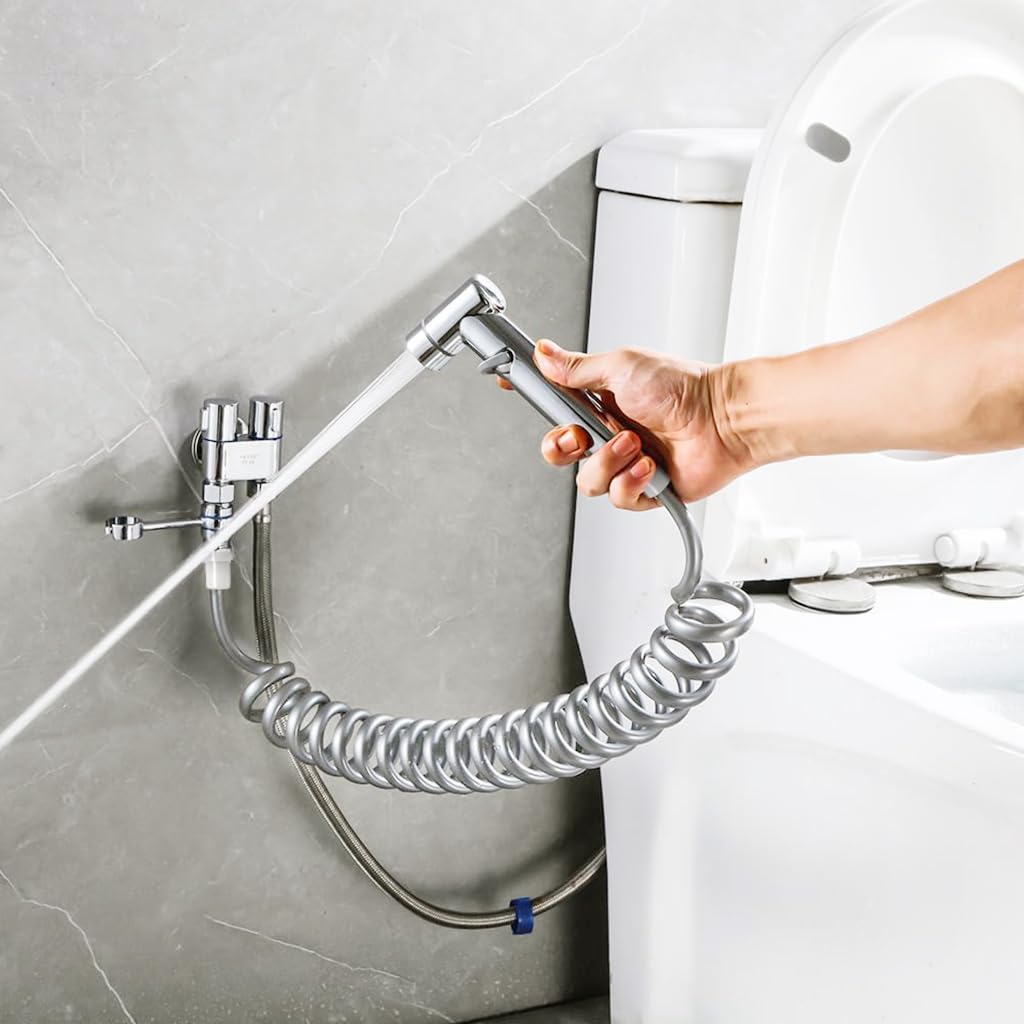 HASTHIP Bidet Sprayer Hose for Shower and Toilet Cleaning with 6.6ft Spring Coil | Stainless Steel Connectors