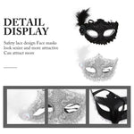 HASTHIP® 2 Piezas Máscaras Venecianas para Mujer con Plumas Elegantes,Antifaz de Baile de Carnaval y Fiesta Disfraces,Máscara Ojos Negra y Blanca con Cinta Ajustable