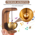 HASTHIP Wooden Door Chime for Home and Shopkeepers with Beech Base Brass Bell 5x7.5cm 2PCS