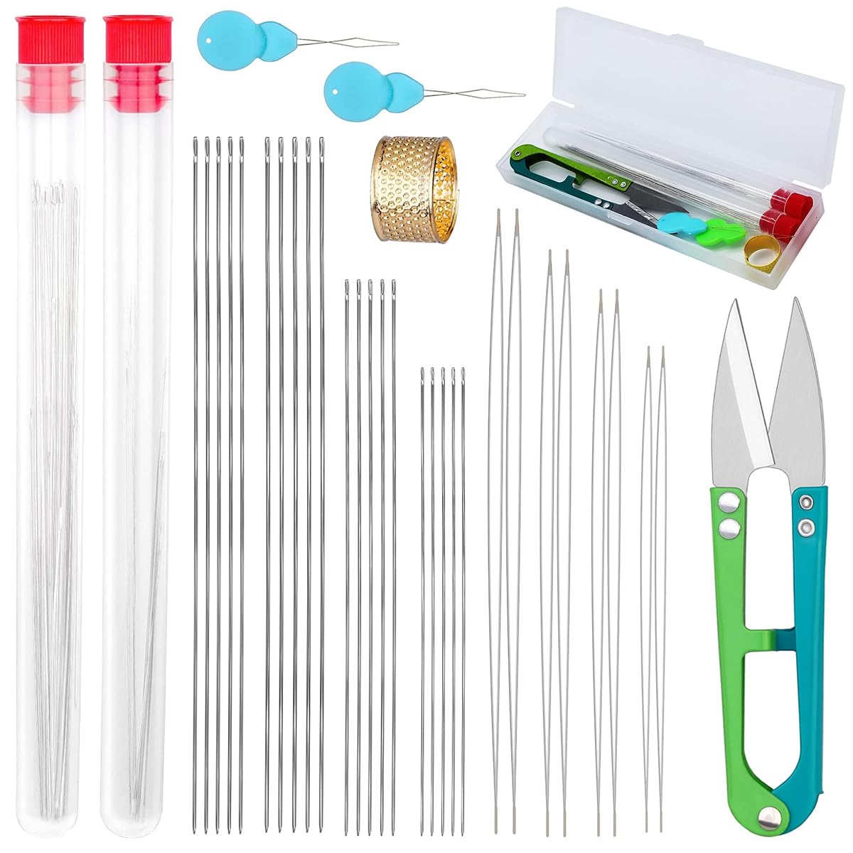 HASTHIP Beading Needles Set for Jewelry Making with 168 pcs tools and big eye design