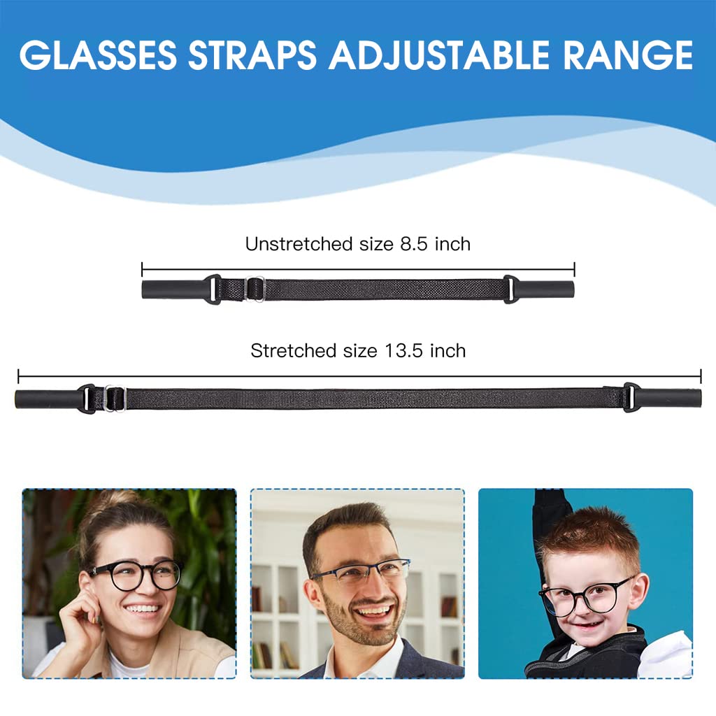 HASTHIP Glasses Straps Adjustable 23–40 cm with Silicone Sleeves and Elastic Nylon | 9 Pcs Set for Adults Sunglasses