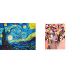 HASTHIP® Diamond Painting Kit Combo, 5D DIY Starry Night & Flowers Art, Shiny Rhinestone Canvas Set for Adults & Kids, Home Wall Decor, Crafts, Journaling, Scrapbooking, 30x40cm & 12x16inch